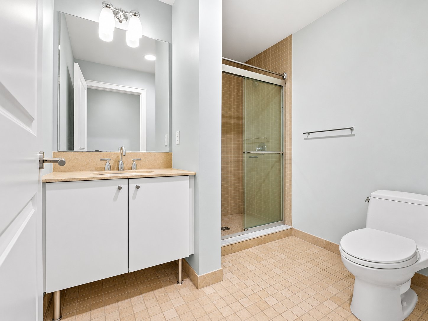 Walk-in shower after deep clean