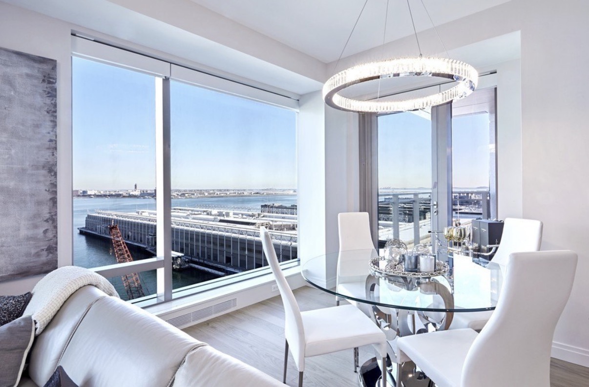 Dining area with waterfront views